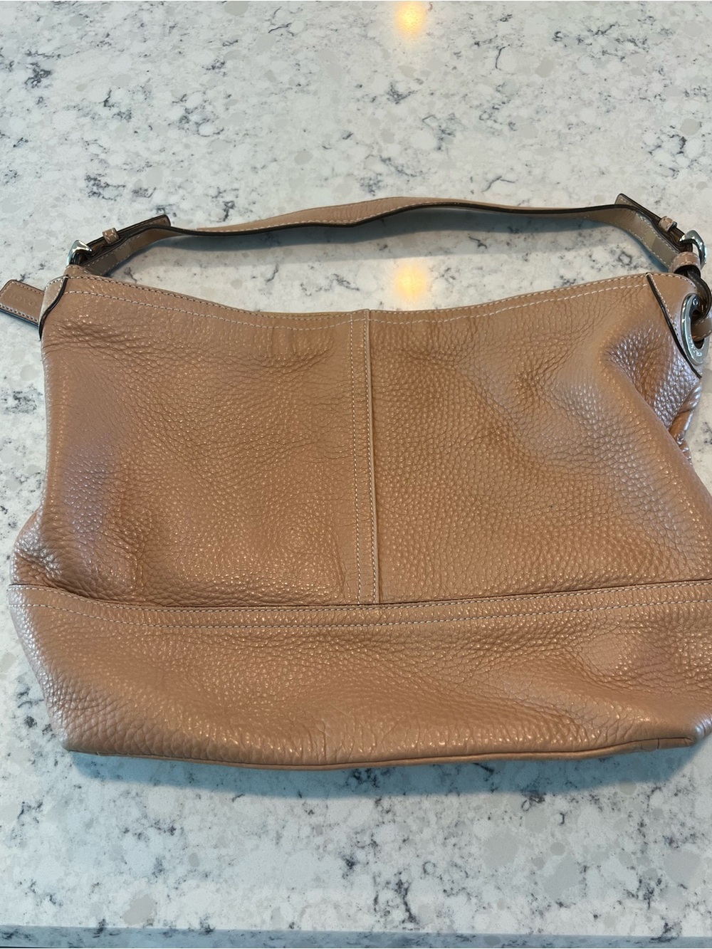 Coach Tan soft Pebbled Leather Shoulder Bag